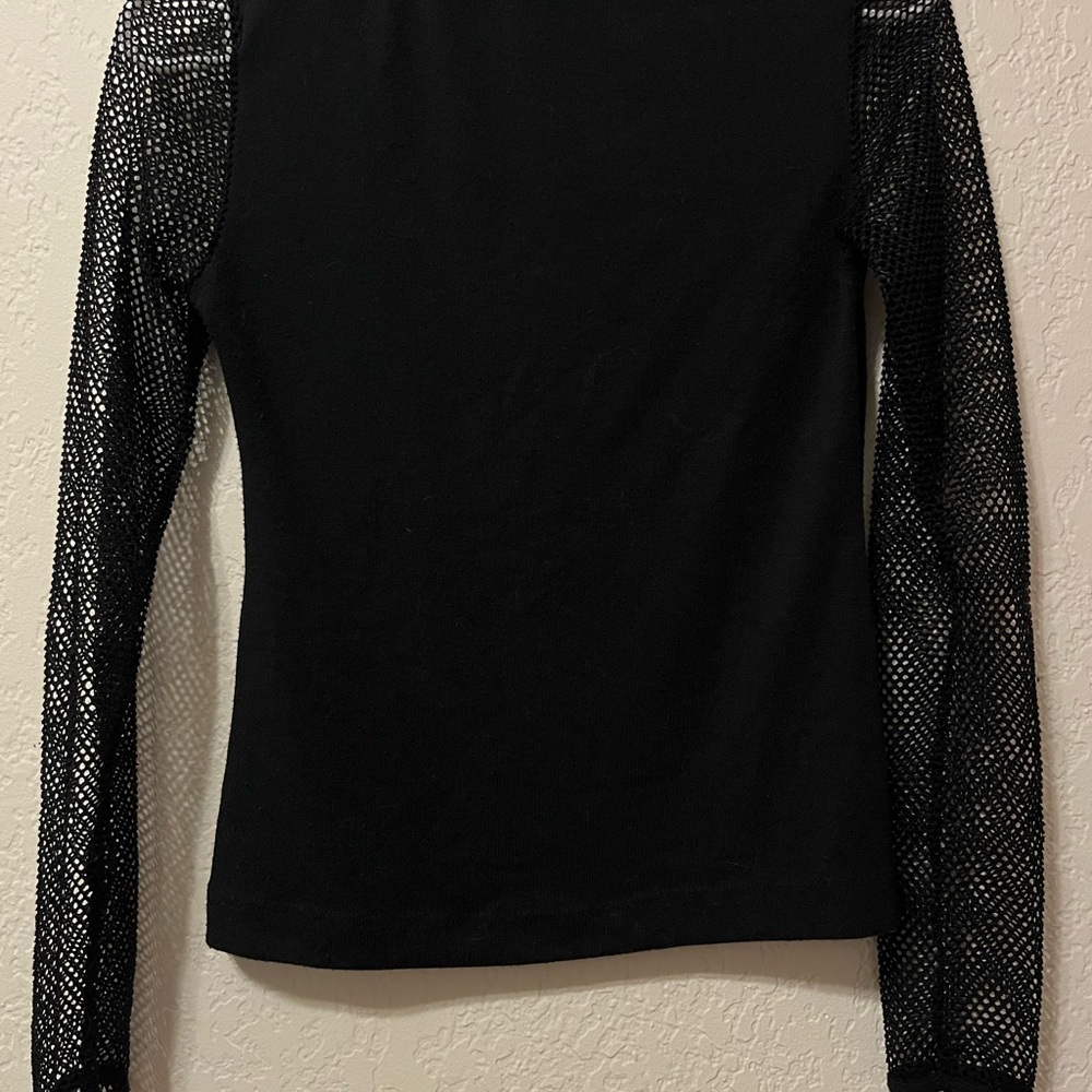 Zara Black Mesh Long Sleeve Top